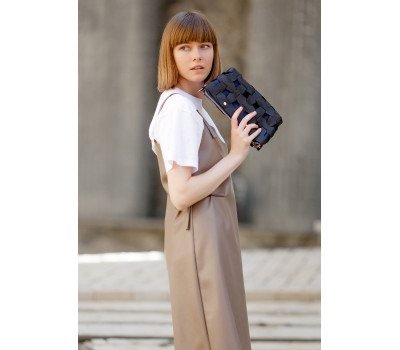 Кожаная плетеная женская сумка Пазл S синяя Crazy Horse - BN-BAG-31-nn BlankNote