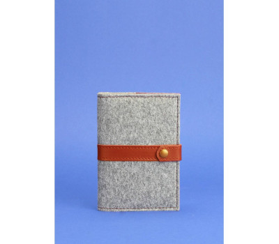 Фетровий обкладинка для паспорта 1.1 із коричневими шкіряними вставками - BN-OP-1-1-felt-k BlankNote
