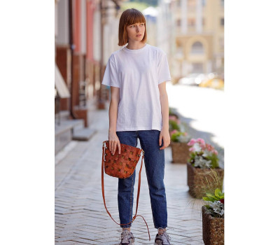 Шкіряна плетена жіноча сумка Пазл M світло-коричнева Crazy Horse - BN-BAG-32-k-kr BlankNote