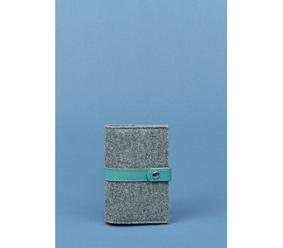 Фетровий жіноча обкладинка для паспорта 1.1 з шкіряними бірюзовими вставками - BN-OP-1-1-felt-tiffany BlankNote