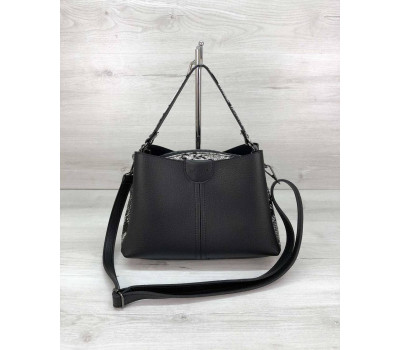 Молодіжна жіноча сумка Іліна з боками чорно-біла змія WeLassie