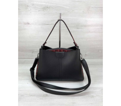 Молодіжна жіноча сумка Іліна чорного кольору з червоним WeLassie