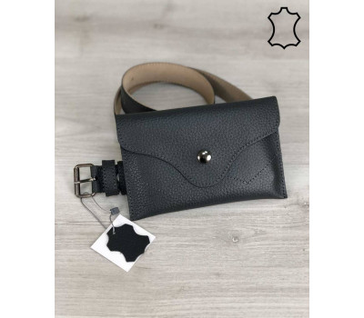 Шкіряна жіноча сумка на пояс Pauli сірого кольору WeLassie
