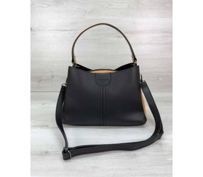 Жіноча сумка Ілана чорна з гірчицею WeLassie