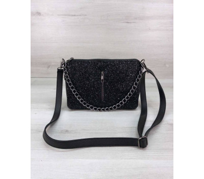 Стильна сумка-клатч Tina зі вставкою чорний блиск WeLassie