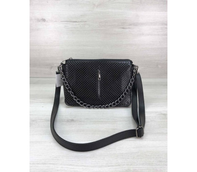 Стильна сумка-клатч Tina зі вставкою чорний лак WeLassie