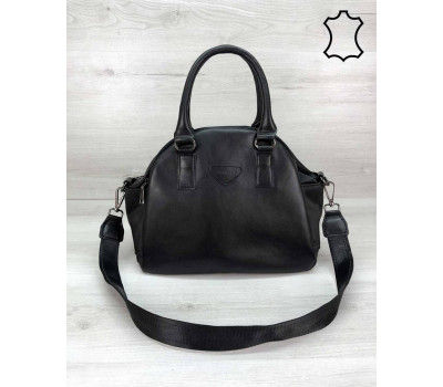 Шкіряна стильна жіноча сумка "Elis" чорного кольору WeLassie