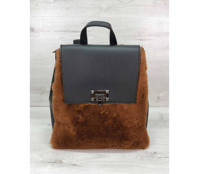 Рюкзак Фаби черный с рыжим мехом WeLassie