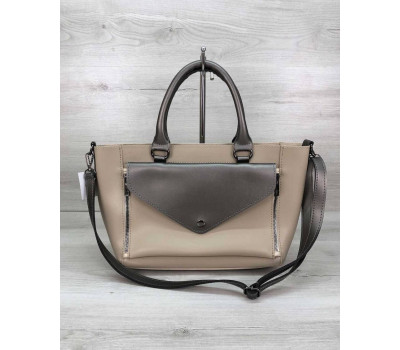 Стильна молодіжна сумка Сагари крем з металіком WeLassie