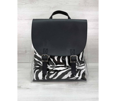 Рюкзак силиконовый  черный с косметичкой зебра WeLassie