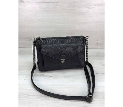 Стильна сумка Rika чорна рептилія WeLassie
