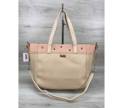 Жіноча сумка Дарина з шипами бежева WeLassie