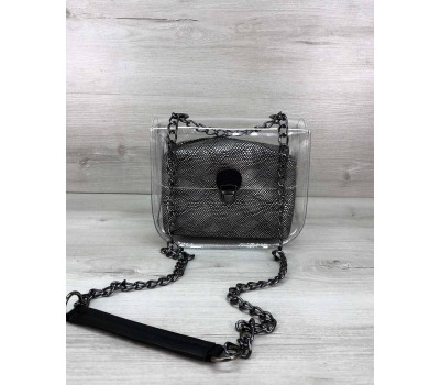 Сумка Селена силіконова з косметичкою срібло (нікель) WeLassie