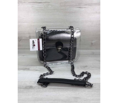 Сумка Селена силіконова з косметичкою чорна рептилія (нікель) WeLassie