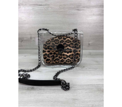 Сумка Селена силіконова з косметичкою леопард (нікель) WeLassie