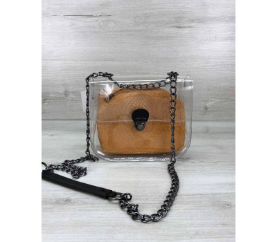 Сумка Селена силіконова з косметичкою гірчична рептилія (нікель) WeLassie