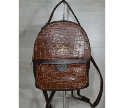 Рюкзак середнього розміру коричневий з вставкою рудий кродил WeLassie