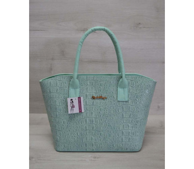 Класична жіноча сумка «Дві змійки» ментоловий крокодил WeLassie