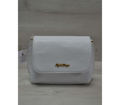 Маленький універсальний жіночий клатч рептилія біла з білим гладким WeLassie