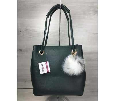 2в1 Молодіжна жіноча сумка Пушок зеленого кольору WeLassie