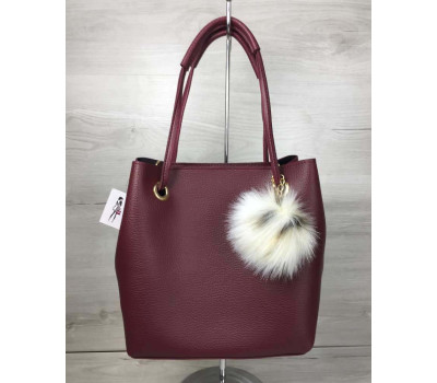 2в1 Молодіжна жіноча сумка Пушок бордового кольору WeLassie