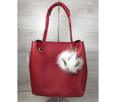 2в1 Молодіжна жіноча сумка Пушок червоного кольору WeLassie