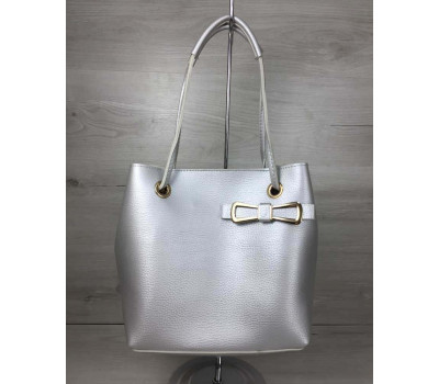 2в1 Молодіжна жіноча сумка Бантик срібного кольору WeLassie