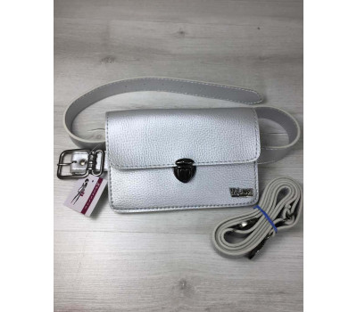 Жіноча сумка на пояс - клатч Арья срібного кольору WeLassie