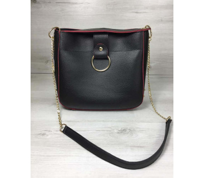 Молодежная женская сумка Ева черного с красным цвета WeLassie