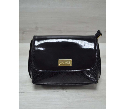 Маленький універсальний жіночий клатч чорна кобра з гладким чорним WeLassie