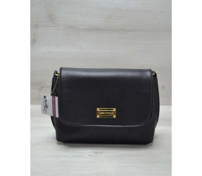 Маленький універсальний жіночий клатч чорна рептилія з гладким чорним WeLassie