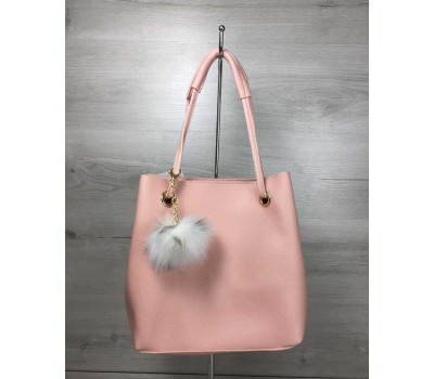 2в1 Молодіжна жіноча сумка Пушок пудрового кольору WeLassie