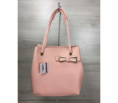 2в1 Молодіжна жіноча сумка Бантик пудрового кольору WeLassie