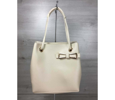 2в1 Молодіжна жіноча сумка Бантик бежевого кольору WeLassie