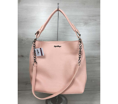 Сумка - ланцюжок пудрового кольору з черепашачими тисненням(нікель) WeLassie