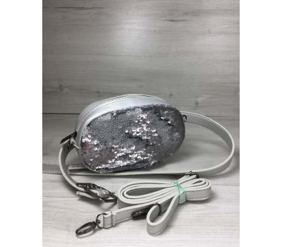 Жіноча сумка на пояс - клатч WeLassie срібного кольору Паєтки срібло-срібло WeLassie