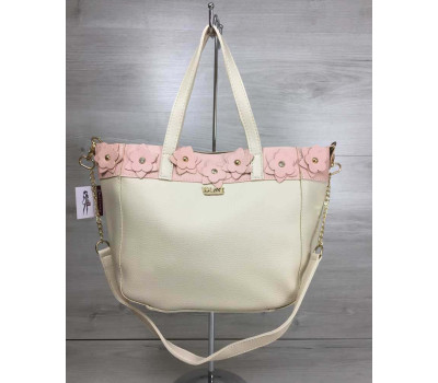 Жіноча сумка Дарина бежевого з пудровим кольору WeLassie