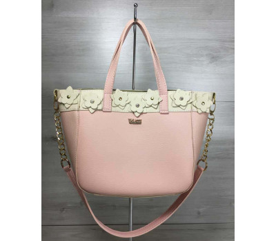 Жіноча сумка Дарина пудрового з бежевим кольору WeLassie