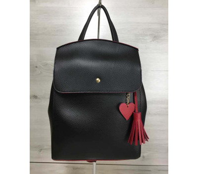 Молодіжний сумка-рюкзак Серце чорного кольору з червоним WeLassie