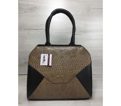 Жіноча сумка Конверт чорного кольору зі кавова реплилия WeLassie