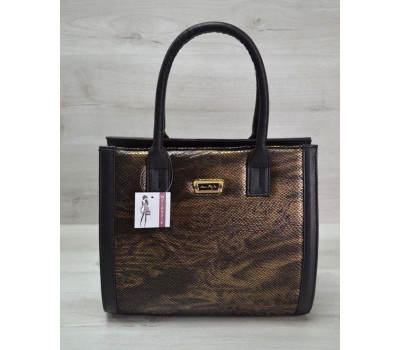 Жіноча сумка Бочонок золота змія з гладким чорним WeLassie