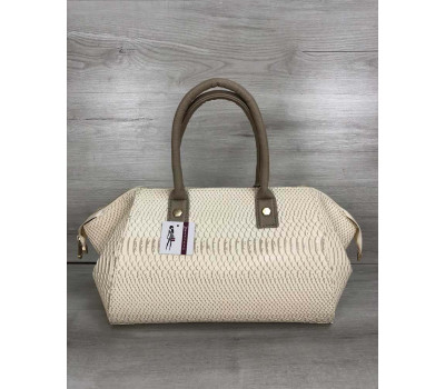 Класична жіноча сумка Олівія бежева рептилія WeLassie