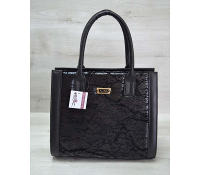 Жіноча сумка Бочонок чорні розводи з гладким чорним WeLassie