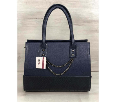 Каркасна жіноча сумка Селін з ланцюжком синього кольору WeLassie