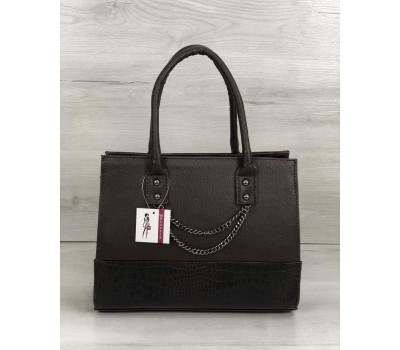 Каркасна жіноча сумка Селін з ланцюжком шоколадного кольору WeLassie