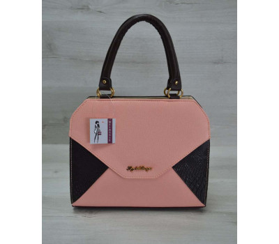 Жіноча сумка Конверт коричнева з пудрово-коричневою вставкою WeLassie