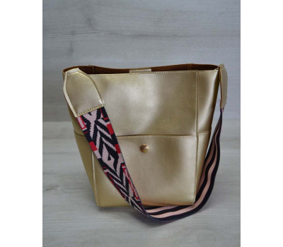 Жіноча сумка з еко-шкіри яскравий ремінь золотого кольору WeLassie