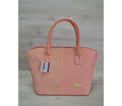 Класична жіноча сумка «Дві змійки» пудрова рептилія WeLassie