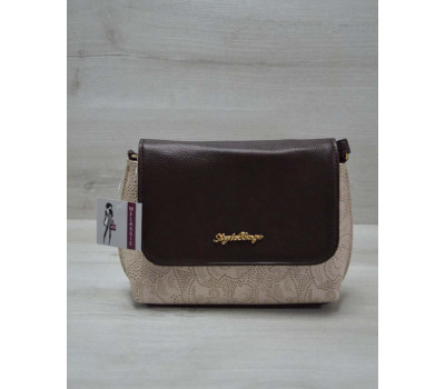 Маленький універсальний жіночий клатч пудрові мережива з пудровим гладким WeLassie