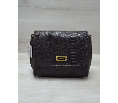 Маленький універсальний жіночий клатч коричнева рептилія WeLassie